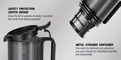 Cold Press Juicer Masticating – 350W Slow Juicer with Wide Feed Chute, 50RPM Fine Grinding, High Juice Yield, Easy to Clean, Safe Bladeless Design for Whole Fruits & Vegetables, Black & Pink