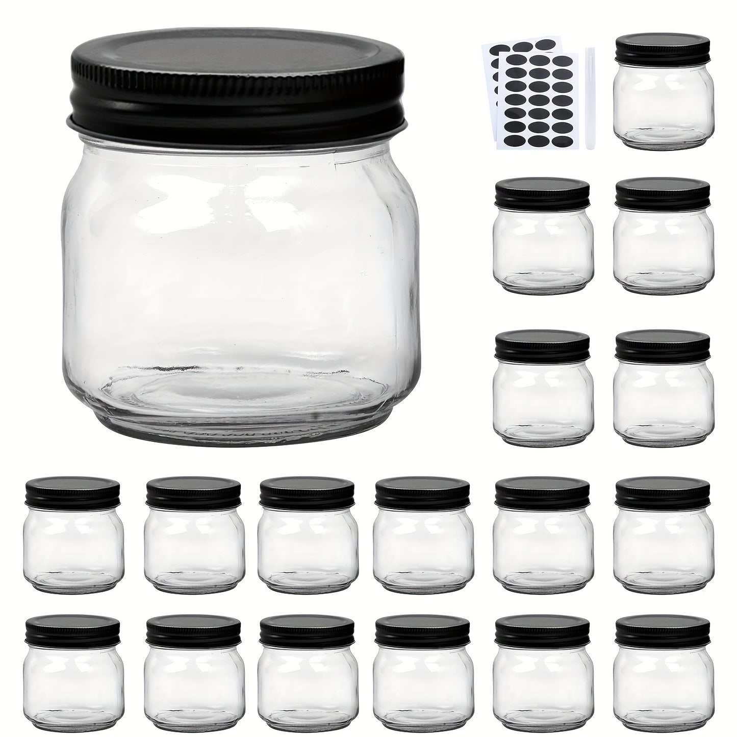 Mason Jars 8oz Glass Jars with Lids – 9/18/27/36 Pack Regular Mouth Canning Jars for Storage, Spices, Jelly, Jam, Honey & Caviar | Dishwasher Safe Spiral Lid Kitchen Storage Containers Set