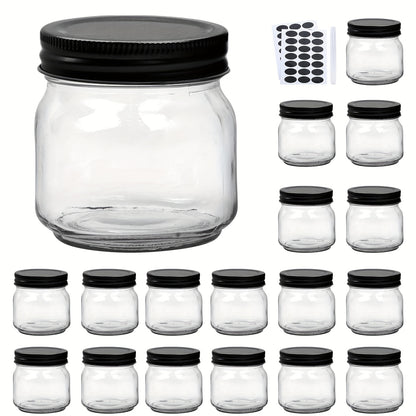 Mason Jars 8oz Glass Jars with Lids – 9/18/27/36 Pack Regular Mouth Canning Jars for Storage, Spices, Jelly, Jam, Honey & Caviar | Dishwasher Safe Spiral Lid Kitchen Storage Containers Set