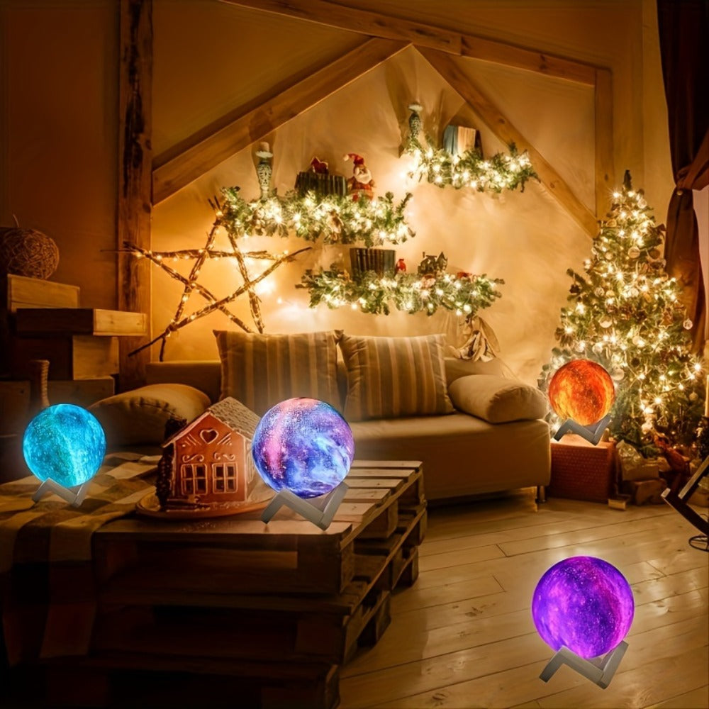 3D Moon Lamp 16 Colors LED Night Light with Remote Control USB Powered Solid Wood Stand 16 Inch Colorful Ball Moon Light Unique Birthday Gift for Bedroom Home Decor Kids Adults