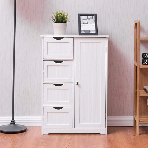 Bathroom Storage Cabinet with Drawers – Waterproof Freestanding Floor Cabinet with 4 Drawer Organizer for Bathroom, Bedroom, Living Room