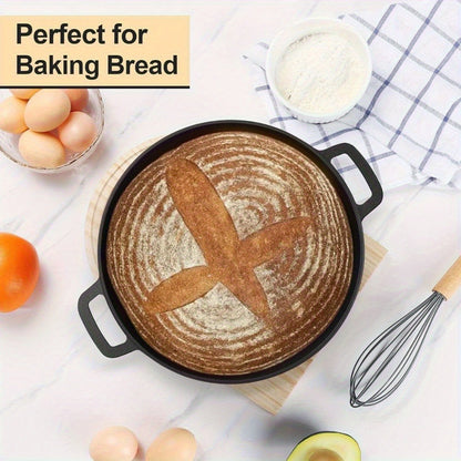 Cast Iron Dutch Oven 5 Quart Pre-Seasoned with Skillet Lid | 2-in-1 Non-Stick Crock Pot with Handles for Braising, Roasting & Casserole – All-in-One Cookware, Black
