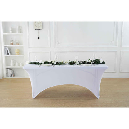 Spandex Tablecloth Stretch Table Cover Fitted Rectangle Table Cloth for Wedding Party Event 3/5pcs White Black