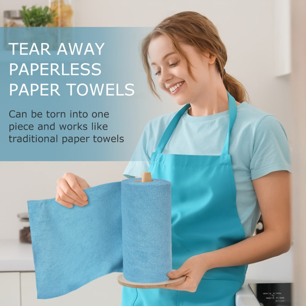 Microfiber Cleaning Cloths Reusable Paper Towel Roll Replacement – Washable Absorbent Tear-Away Dishcloths for Kitchen, Bathroom & Car | Eco-Friendly Rags 50 or 100 Pack, 12x12 Inch