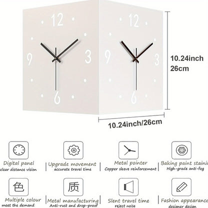 LED Wall Lamp with Motion Sensor Battery Operated Double Sided Pendulum Wall Light Modern Decorative Corner Clock Night Light for Bedroom Living Room Office White