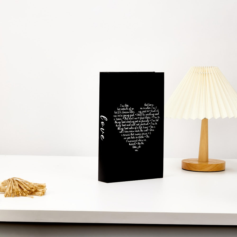 Decorative Book Set 3pcs Fake Books with HOME FAMILY LOVE Design - Elegant Black Minimalist Faux Books for Shelf Decor Living Room Coffee Table Home Soft Decoration Modern Interior