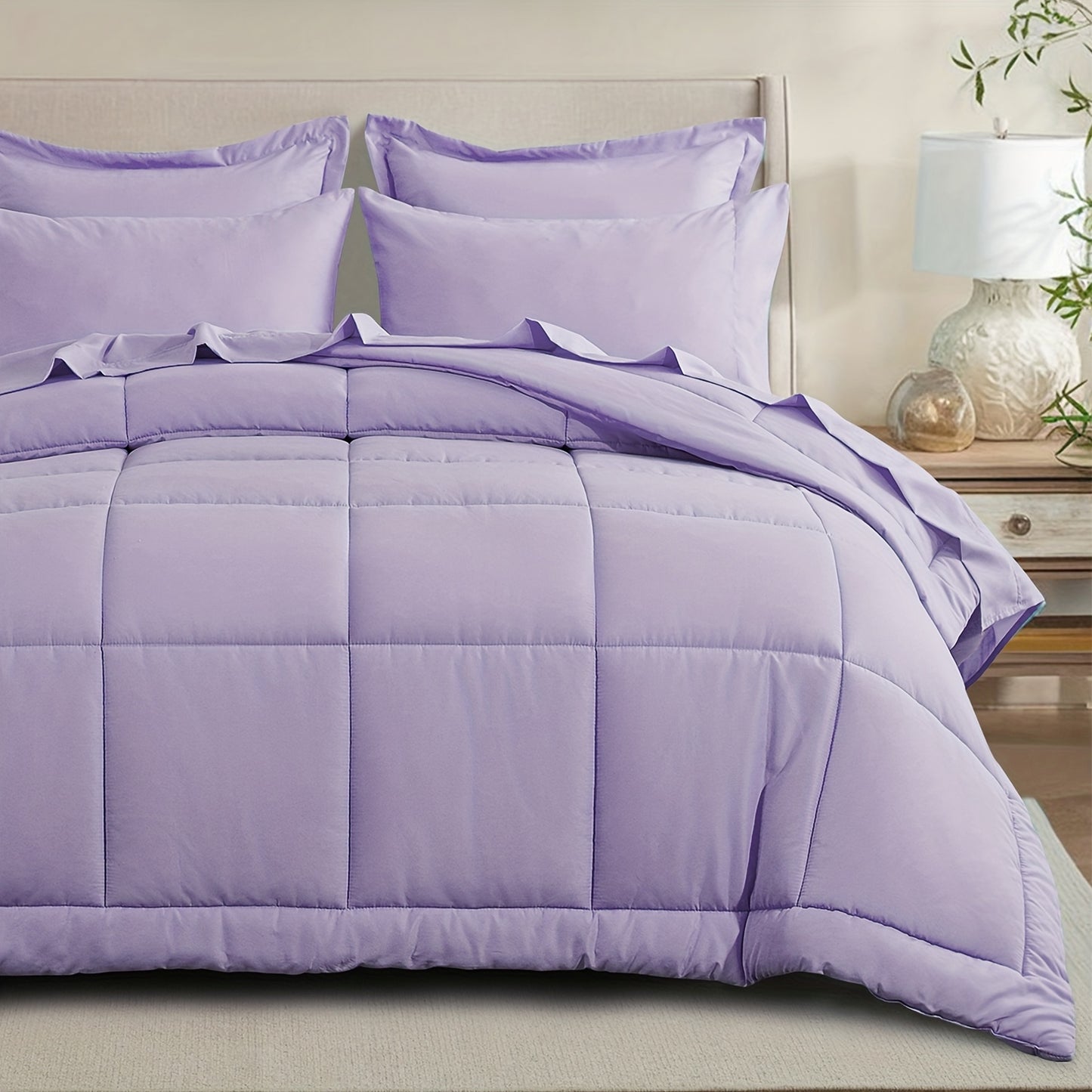 7 Piece Comforter Set Luxury Soft Fluffy Bedding All Season Bed in a Bag with Comforter Fitted Sheet Flat Sheet Pillowcases Hypoallergenic Breathable Easy Care Queen King Twin XL Full