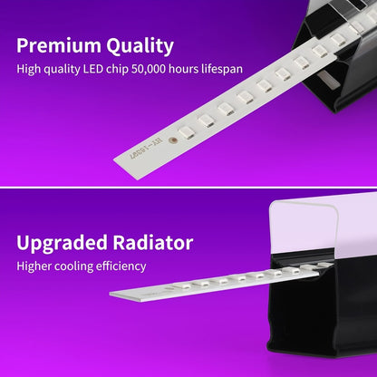 Black Light Bar UV LED Blacklight 10W 1ft - Magnetic UV Strip Light for Glow Party, Fluorescent Poster, Body Paint, Tapestry & Cabinet Display, 2/4/10/12/14 Pack Options