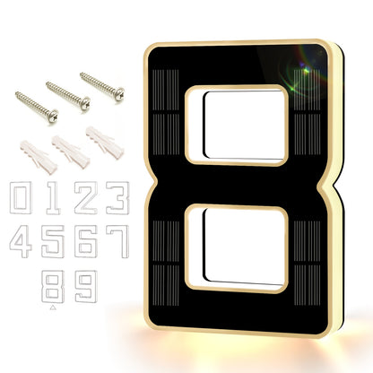 LED Solar House Number Light 6.7 Inch Wall Mounted – Smart Sensor Illuminated Address Number for Home Decor, No Wiring Energy-Saving Solar Powered Outdoor Light