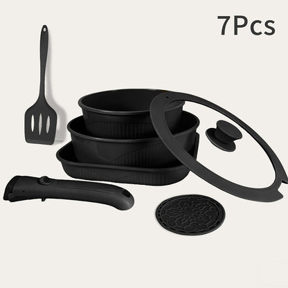 Nonstick Cookware Set 5/7/24 Piece Induction Ready with Detachable Handles – Stackable Pots & Pans Set Includes Skillet Frying Pan Soup Pot Steak Pan for Home RV Kitchen, Multiple Colors