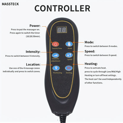 Massage Seat Cushion with Heat 9 Vibration Motors Triple Heating Pad Lumbar Traction Full Body Massager for Back Waist Hip Leg for Couch Chair Gift for Mom Dad Women Men