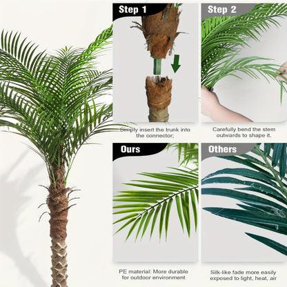 Large Artificial Palm Tree 7ft 8ft 9ft, UV Resistant Faux Tropical Palm Tree with Realistic Leaves for Outdoor Patio Garden Yard, Indoor Living Room Hotel Pool Sunroom Christmas Decor