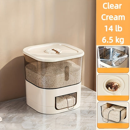 Airtight Rice Container with Measuring Cup | Large Capacity Moisture-Proof Rice Dispenser for Rice, Grains, Flour, Pet Food – BPA-Free Kitchen Food Storage
