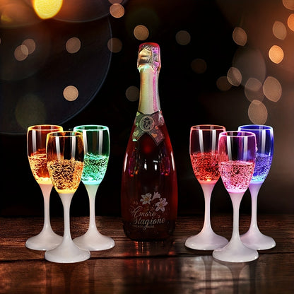 LED Glasses Set of 6 Light Up Drinkware, Glowing Champagne Flutes & Cocktail Cups with Sparkling Light Effect for Parties, Bars, Nightclubs, Weddings & Christmas Celebrations