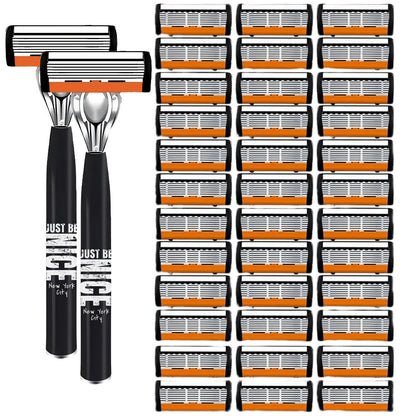 Men's Safety Razor Set with Replacement Blades - Non-Slip Handle Double Edge Razor for Shaving & Beard Grooming, Perfect Gift for Men
