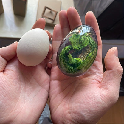 Dragon Egg Statue Transparent Resin Dragon Egg Figurine Dinosaur Souvenir Collectible Craft for Home Decor Desktop Display Birthday Christmas Halloween Gift Red Purple Green Blue