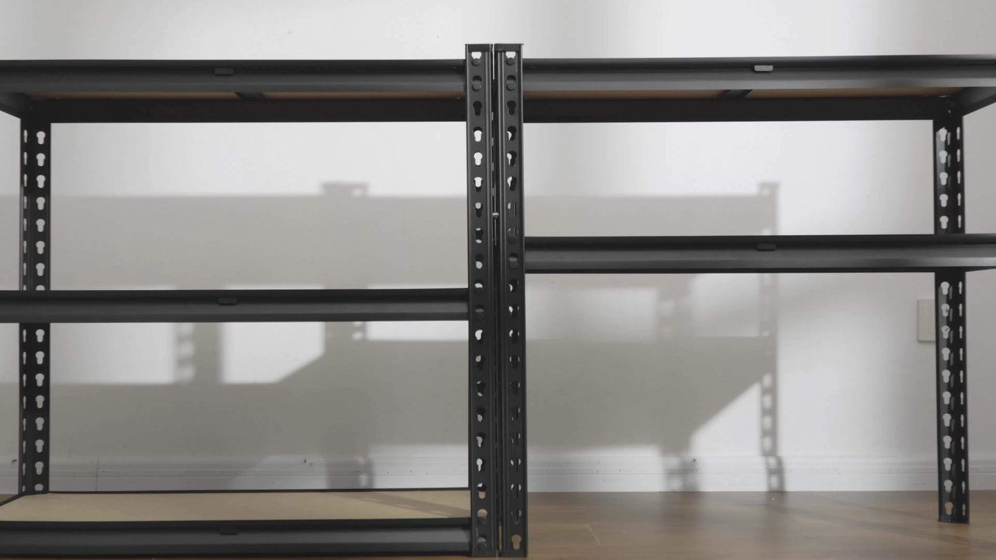 5-Tier Heavy Duty Garage Shelving Unit 2000LBS – Metal & Wood Storage Shelves, Adjustable Utility Rack for Garage, Basement, Pantry, Warehouse, Kitchen & Office, Tool-Free Assembly, Black