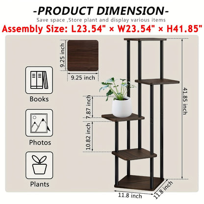 Plant Stand Indoor Multi Tier Corner Metal Flower Stand Tall Plant Shelf for Living Room Bedroom Patio Garden Balcony 5 Tier 7 Tier 9 Tier Black White Black Oak Utility Rack