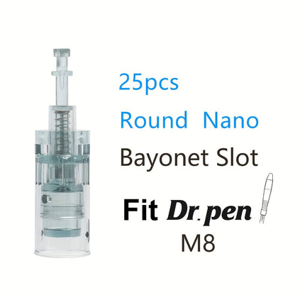 Dr. Pen M8 Replacement Cartridges 25Pcs - 16/36 Pins & Round Nano