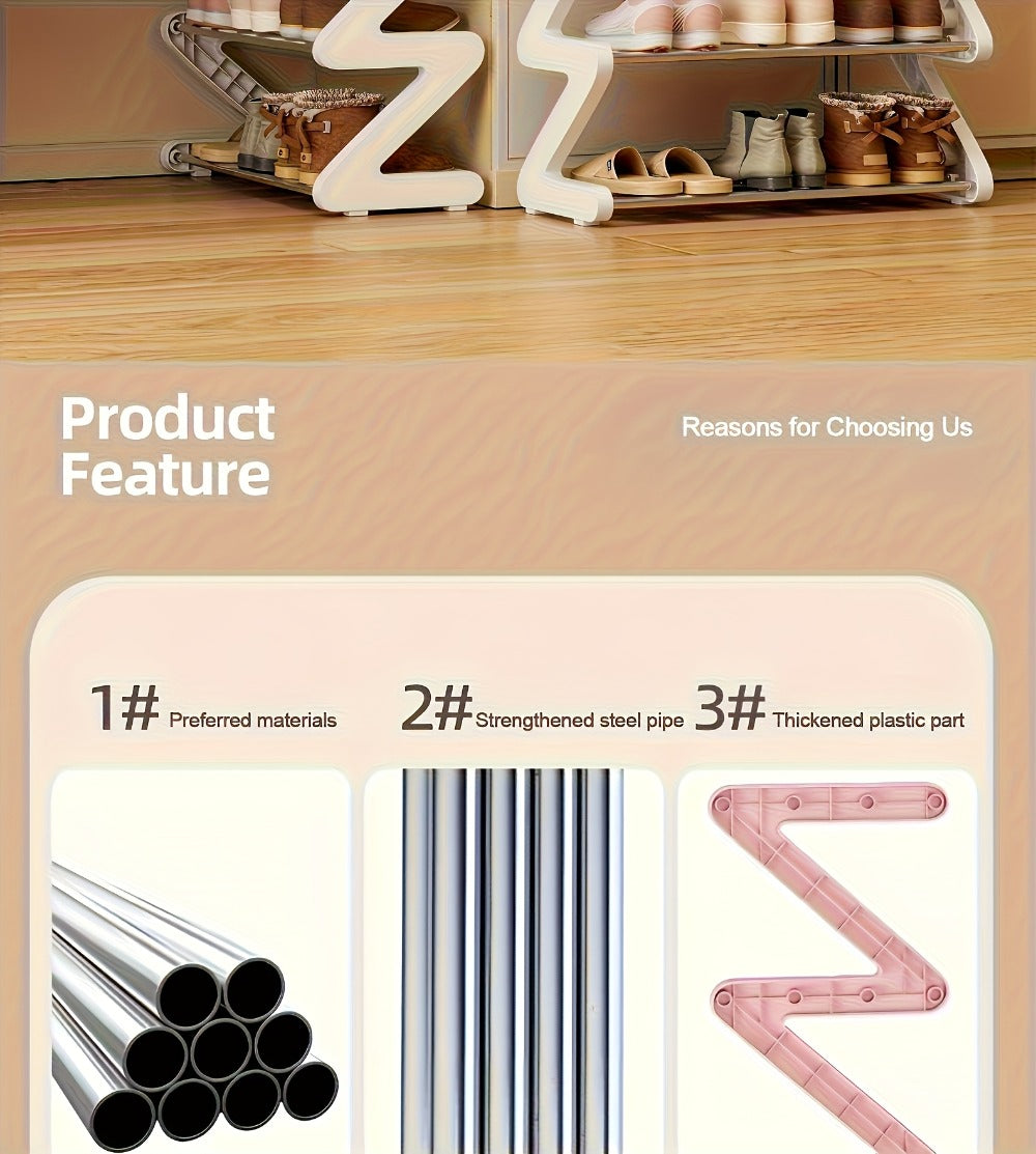 4-Tier Shoe Rack Upgraded Metal Tubes – Multi-Layer Shoe Storage Organizer with Thickened Plastic Parts for Entryway, Doorway, Bedroom, Hallway & Dorm – Graphite Black, Pink, Gray & Blue