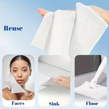 Disposable Face Towels Jumbo Ultra-Soft Extra Thick – Highly Absorbent Dry Wet Dual-Use Facial Wipes for Makeup Removal, Facial Cleansing, Spa & Travel, All Skin Types, 50 / 100 / 150 Sheets per Pack