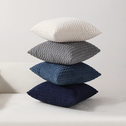 Pillow Covers Set of 4 Boho Plaid Double Sided Plush 18x18 20x20 Inch Zipper Machine Washable Decorative Cushion Covers for Sofa Bed Office Chair Warm Winter Home Decor