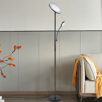 LED Floor Lamp with Reading Light – 27W 2300LM Dimmable Torchiere Standing Lamp, 4 Color Temperatures, Remote & Touch Control, Metal Base for Living Room Bedroom Home Office (Black/White)