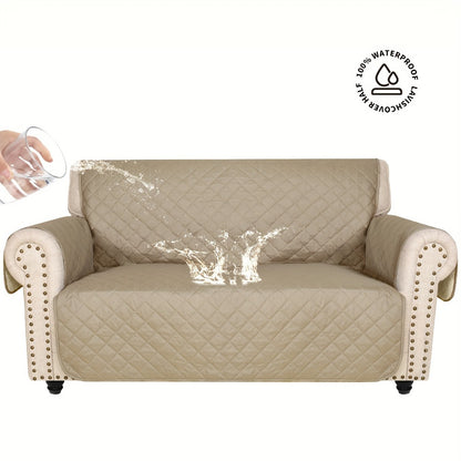 Sofa Slipcover 5-Layer Quilted Thick Sofa Cover Protector Elastic Strap Non-Slip Washable Pet Friendly Universal Fit 3 4 Seater Couch Cover for Living Room - 10 Colors