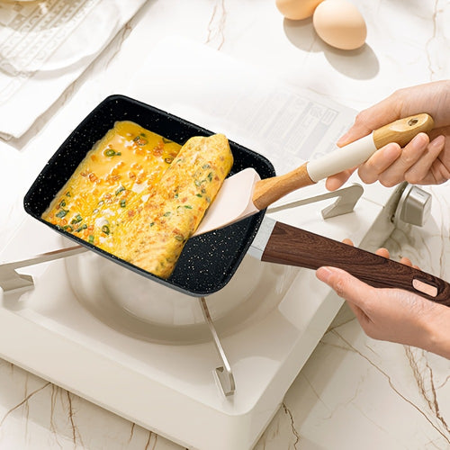 Tamagoyaki Pan Japanese Nonstick Rectangular Egg Pan for Omelettes & Rolls – Induction Halogen Compatible Dishwasher Safe Wooden or Plastic Handle with Optional Silicone Spatula