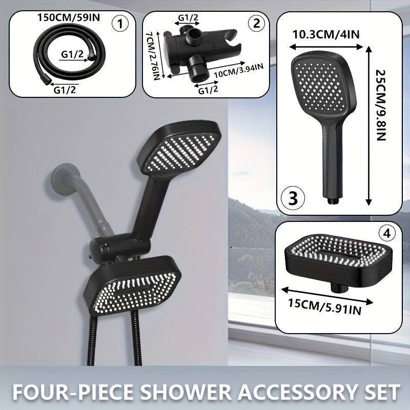 2-in-1 High Pressure Handheld Shower Head Set with Rain Showerhead – Long Hose T-Valve ABS Wall Mount Bathroom Upgrade