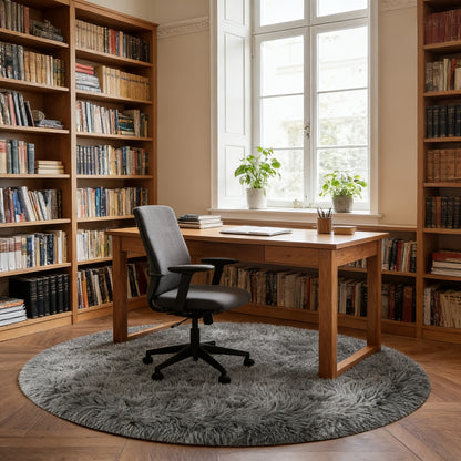 Round Faux Fur Area Rug - Soft Plush Circle Carpet for Living Room Bedroom, Machine Washable, Multiple Colors & Sizes