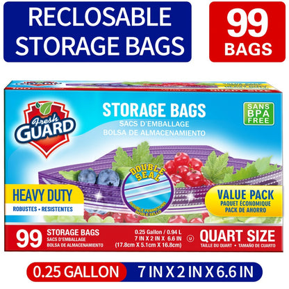 Freezer Storage Bags Resealable – Sturdy Bulk Food Storage Bags with Easy-Open Tabs for Freezer & Refrigerator – 0.25 Gallon, 1 Gallon & 2 Gallon for Fruits, Vegetables, Meats & Meal Prep
