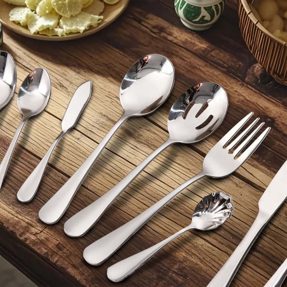 Stainless Steel Silverware Set Flatware Set with Forks Spoons & Knives – Modern Cutlery Set for Kitchen, Dining & Parties, Service for 4/6/12, 20/24/30/65 Piece