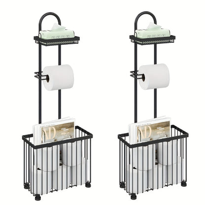 Toilet Paper Holder Freestanding with 6 Roll Storage Durable Steel Oil Rubbed Bronze Bathroom Organizer Space Saving No Installation Required