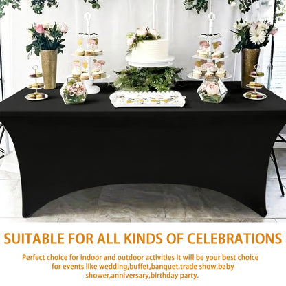 Spandex Tablecloth 6 Foot Rectangular Stretch Table Cover for Parties Weddings Banquets – Wrinkle-Free Full Coverage Fitted Table Cloth for Events