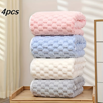 Waffle Weave Bath Towels Set 4 Pack or 8 Pack - Ultra Soft Super Absorbent Quick Dry Microfiber Moire Textured Towels | Spa Gym Travel Daily Use | Multi-Color Sets Gray Pink Blue Beige Gift Set