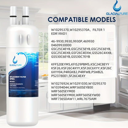 Refrigerator Water Filter 5-Pack Compatible with GlacialPure GP001 EDR1RXD1 W10295370 WHR1RXD1 KAD1RXD1 P8RFWB2L P4RFWB P5WB2L – Replacement Filter for Whirlpool Kenmore KitchenAid Maytag Amana