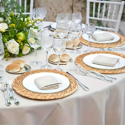 12pcs Rattan Placemats Natural Wicker Round Table Mats Heat-Resistant Non-Slip 11.8" Kitchen Dining Decor Bohemian