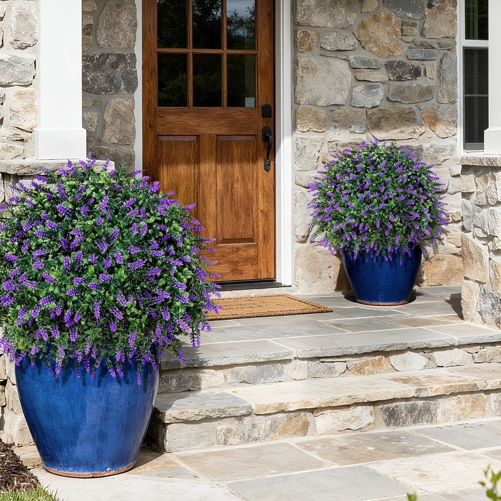 Artificial Topiary Ball Trees for Outdoor & Indoor Decor – UV Resistant Faux Lavender, Azalea & Pansy Shrubs with Ground Spike – Evergreen Fake Plants for Front Porch, Garden & Backyard (Single & 2 Pack)