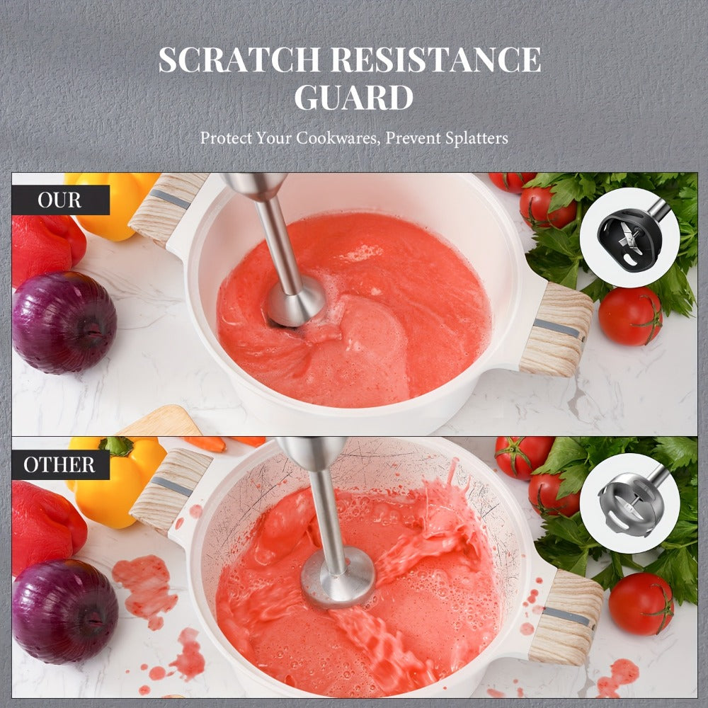 Immersion Blender Handheld 6-in-1 & 7-in-1 1000W 20-Speed Turbo – Titanium Blades BPA-Free with Dough Hooks Egg Beater Whisk Beaker & Chopper | Scratch-Resistant Hand Blender Kitchen Appliance