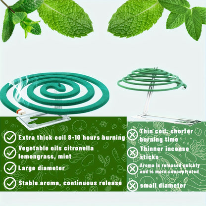 Lemongrass Spiral Incense Coils 10 Pack - Large Natural Long-Lasting Herbal Incense for Outdoor Patio, Camping, Garden, Meditation & Summer Evenings, Fresh Aromatherapy Scent