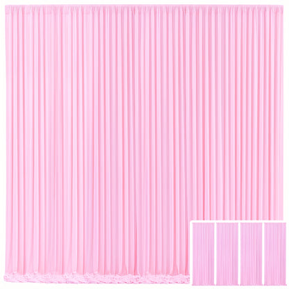 Blackout Backdrop Curtain 4 Pack 5x10 Ft - Heavyweight Nonwoven, Wrinkle-Resistant, Smooth Hanging for Wedding Birthday Baby Shower Party Photography Background Decoration