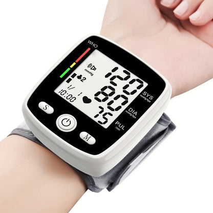 Wrist Blood Pressure Monitor - Digital BP Monitor Rechargeable with 2×99 Memory, Large LCD Display, Voice Broadcast & Portable Case for Home & Travel Use (Black / White / BP188W)