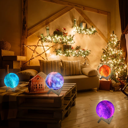 Moon Lamp Night Light 16 Colors 3D Galaxy Lamp with Wooden Stand Remote Control USB – Perfect Birthday Gift for Women Men Lovers (5.9 Inch)