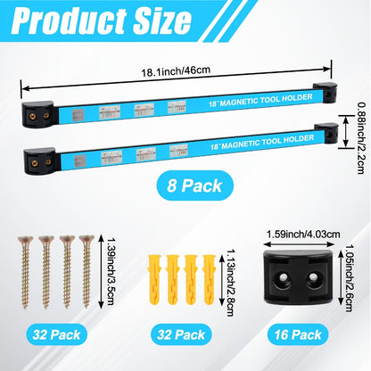 Magnetic Tool Bar Wall Mount Tool Holder 12/18 Inch – Heavy Duty Iron Magnetic Knife Strip & Tool Rack for Kitchen, Workshop & Garage | Wall Mounted Tool Organizer for Knives, Chisels & Hardware Tools