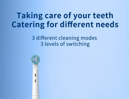 Rotating Electric Toothbrush with 8 Replacement Heads – Wireless Induction Charging, 3 Cleaning Modes, IPX7 Waterproof, Oral Care Gift for Family, Friends & Parents – Blue, Purple, Black