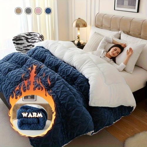 Sherpa Comforter Double-Sided Plush Taffeta, Extra Thick 500GSM Warm Fluffy Comforter for Autumn & Winter – Soft Cozy Bedding for Twin XL, Full, Queen, King (Grey/Pink/Beige/Blue)