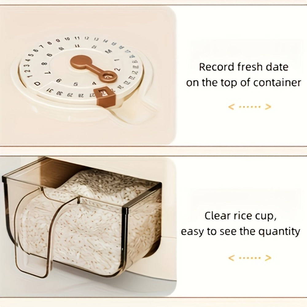 Airtight Rice Container with Measuring Cup | Large Capacity Moisture-Proof Rice Dispenser for Rice, Grains, Flour, Pet Food – BPA-Free Kitchen Food Storage