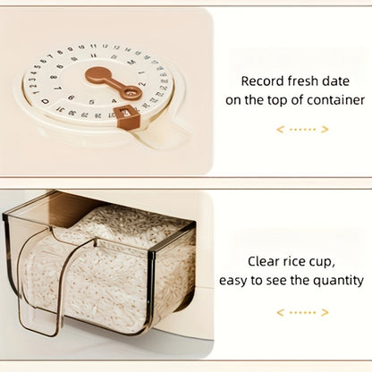Airtight Rice Container with Measuring Cup | Large Capacity Moisture-Proof Rice Dispenser for Rice, Grains, Flour, Pet Food – BPA-Free Kitchen Food Storage