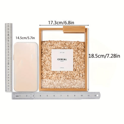 Bamboo Food Storage Containers 2-Pack – 101oz Rectangular Wooden Kitchen Storage Boxes with Sliding Lids for Rice, Beans, Pasta, Cereals & Dry Goods – Housewarming Gift
